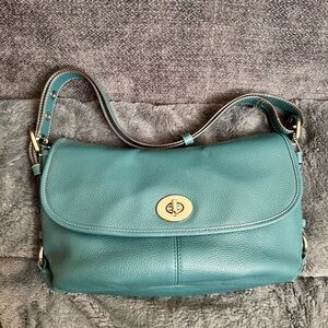 Coach Teal Leather Shoulder Bag